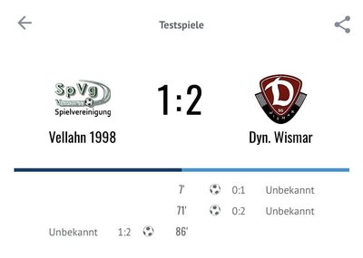 Ergebnis Vellahn vs SG Dynamo Wismar 